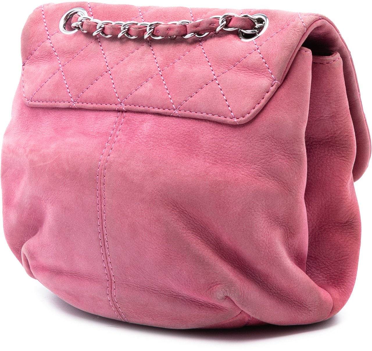 Chanel Mini Quilted Nubuck Trianon Messenger Flap Roze