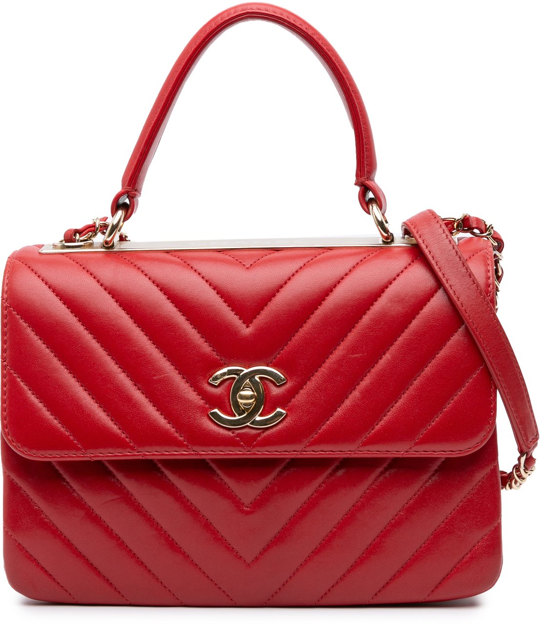 Chanel Small Chevron Lambskin Trendy CC Flap Rood