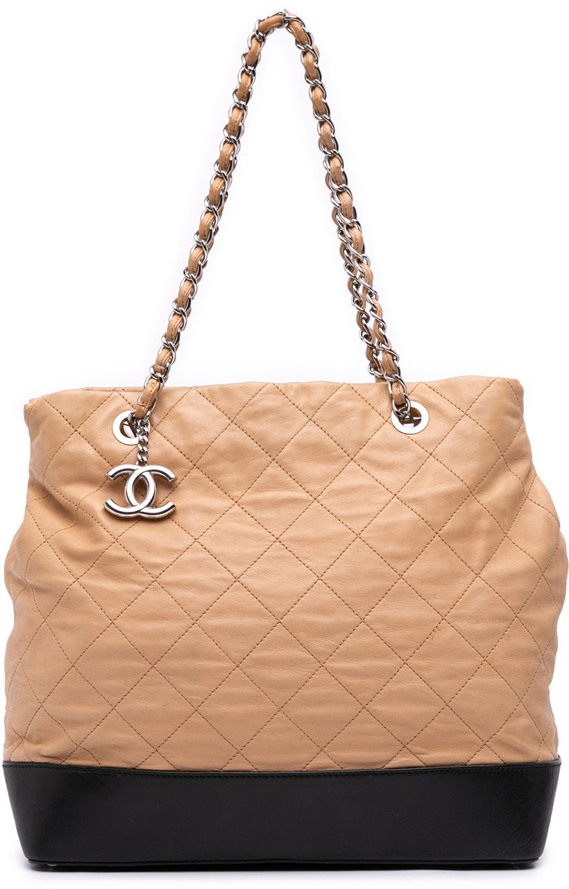 Chanel Large Quilted Iridescent Calfskin VIP Tote Bruin