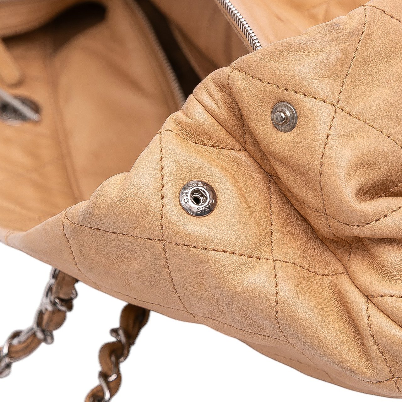 Chanel Large Quilted Iridescent Calfskin VIP Tote Bruin
