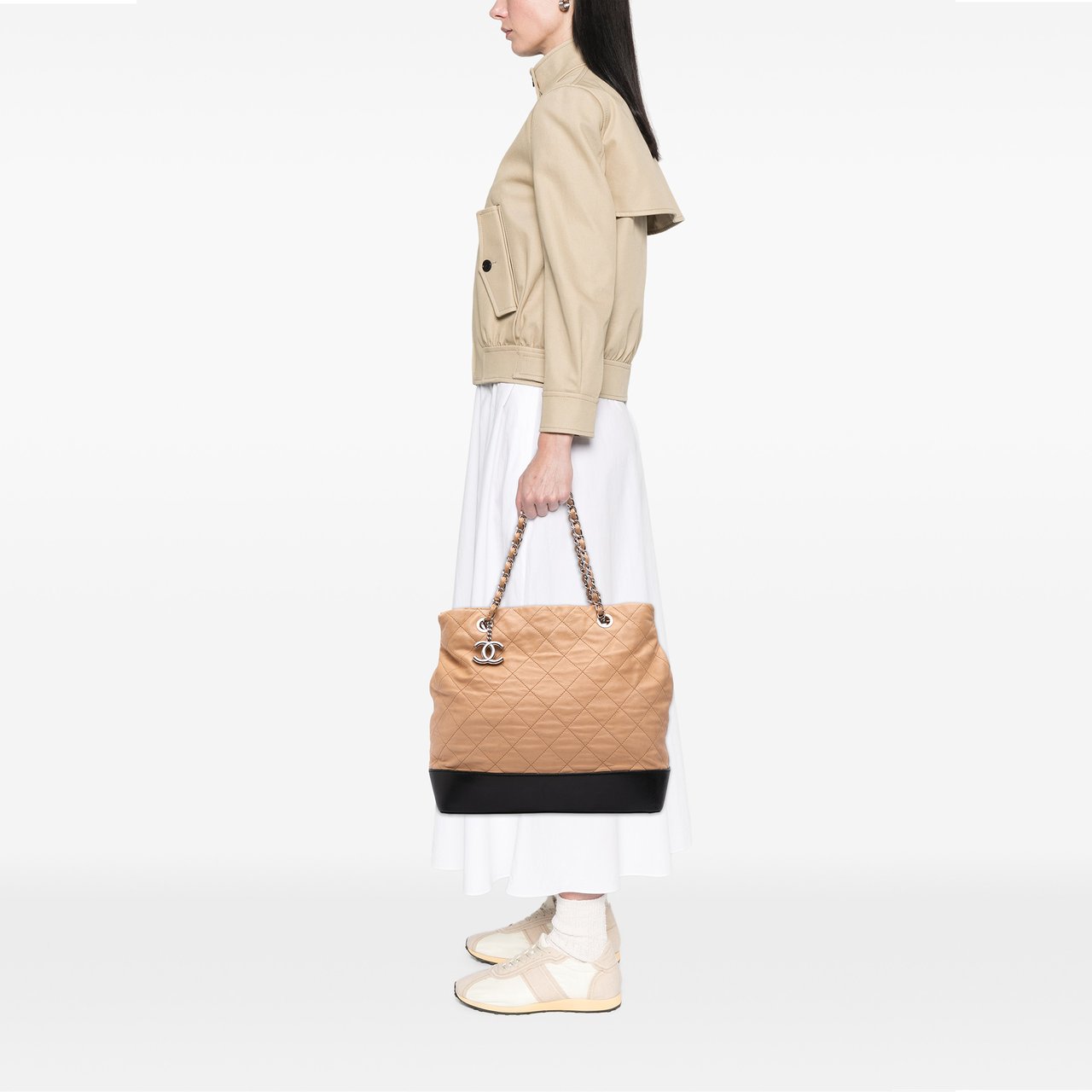 Chanel Large Quilted Iridescent Calfskin VIP Tote Bruin