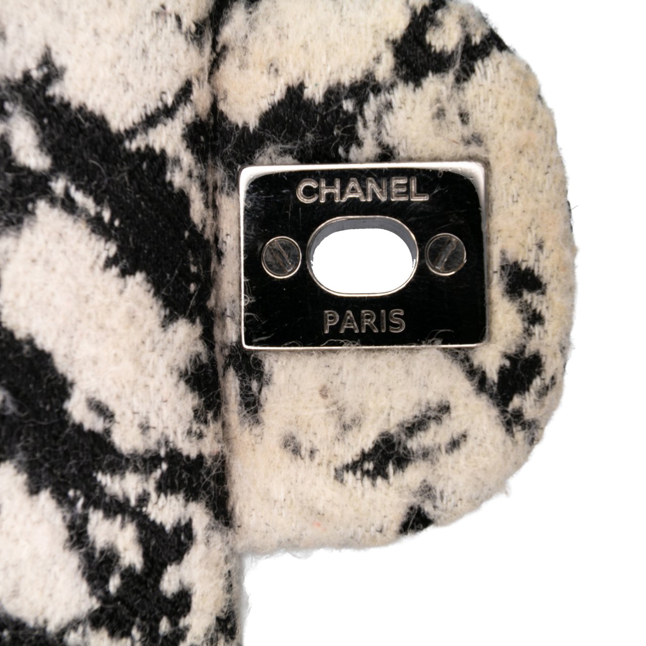 Chanel Medium Classic Wool Herringbone Double Flap Wit