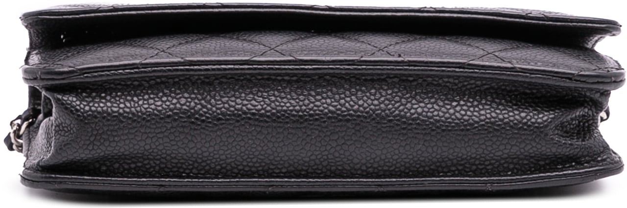Chanel CC Quilted Caviar Wallet on Chain Zwart