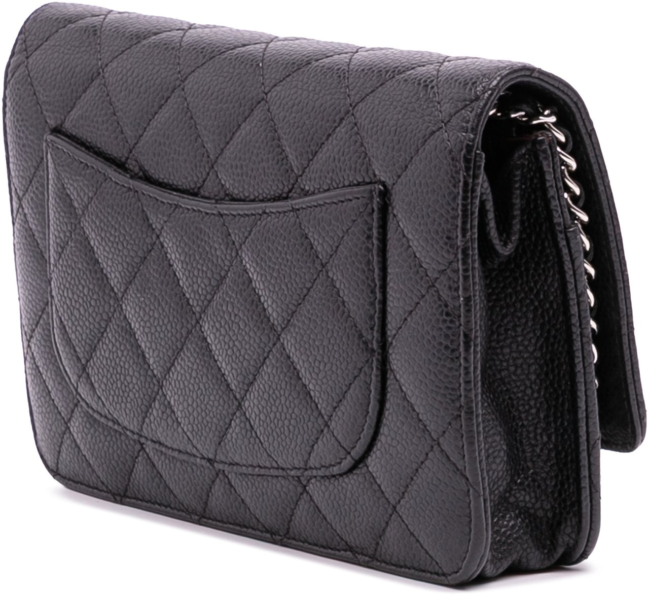 Chanel CC Quilted Caviar Wallet on Chain Zwart