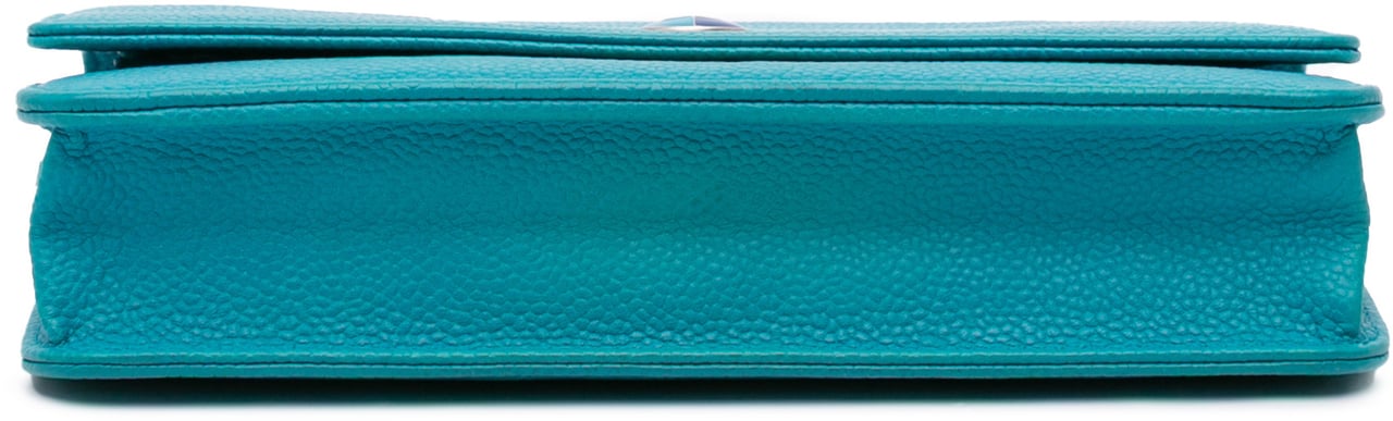 Chanel Caviar Bicolor CC Wallet On Chain Blauw