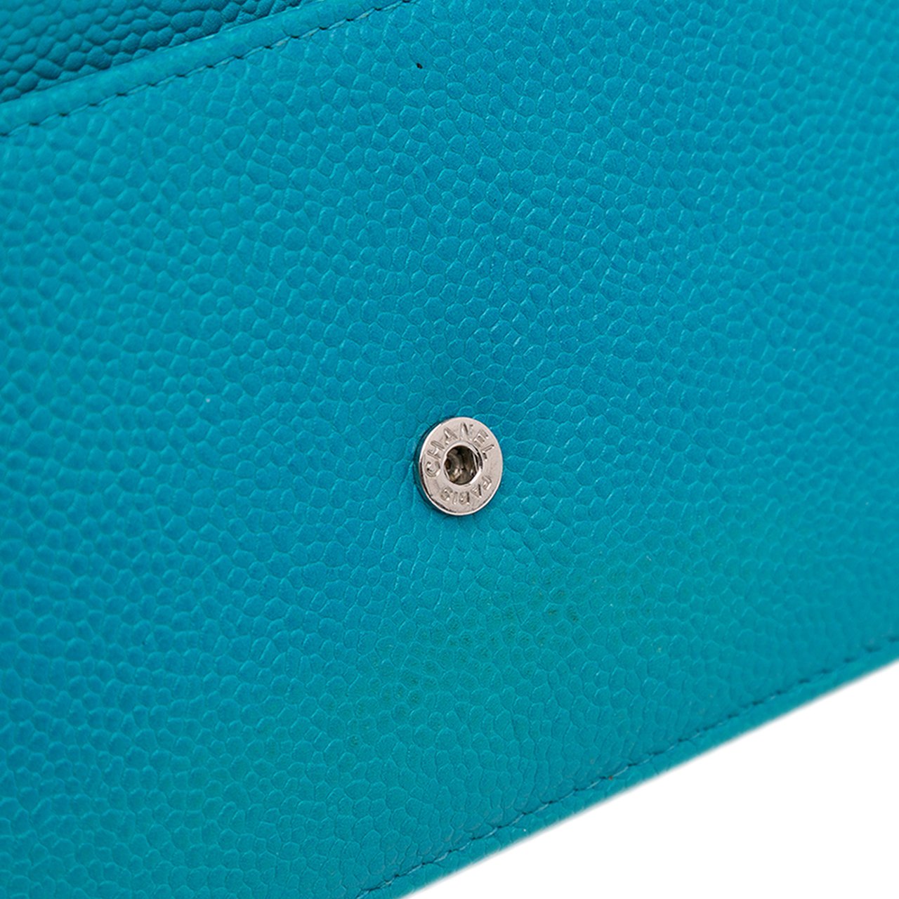 Chanel Caviar Bicolor CC Wallet On Chain Blauw