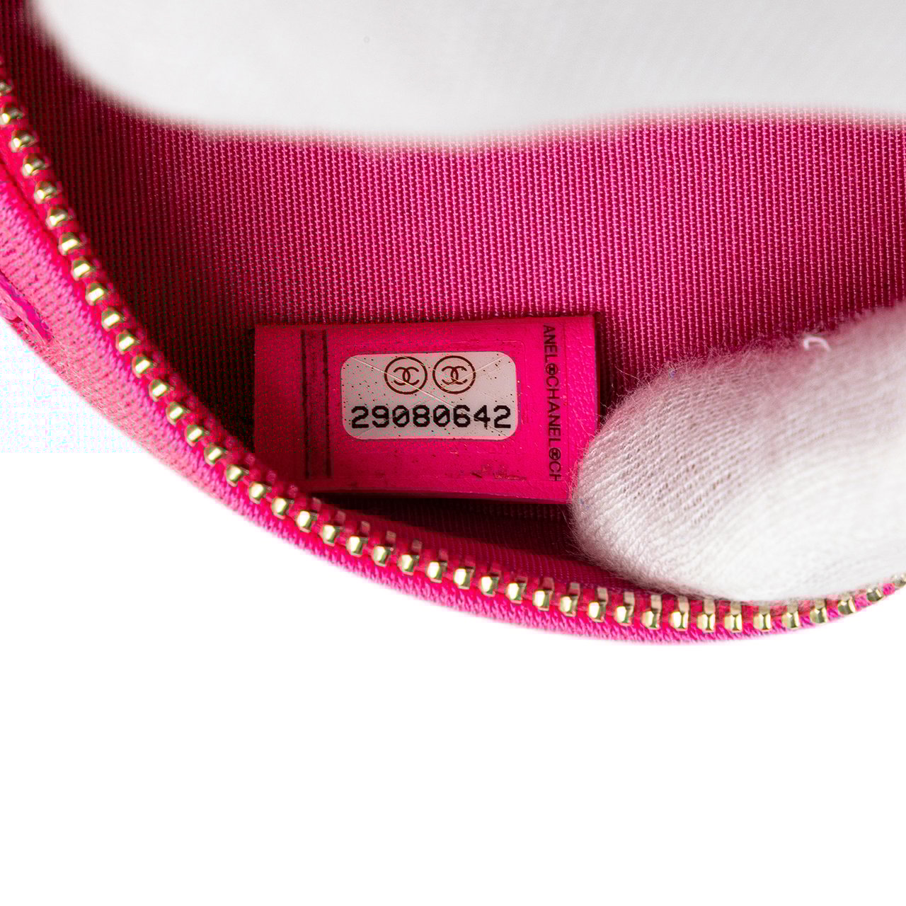 Chanel Jersey 19 Round Clutch on Chain Roze