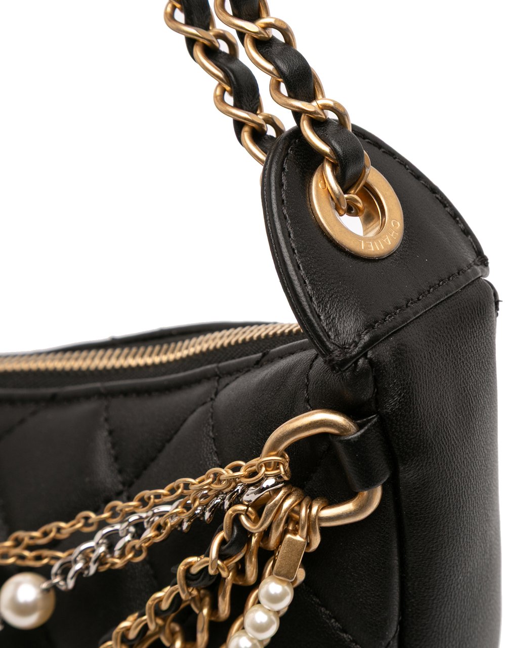 Chanel Quilted Lambskin All About Chains Hobo Zwart