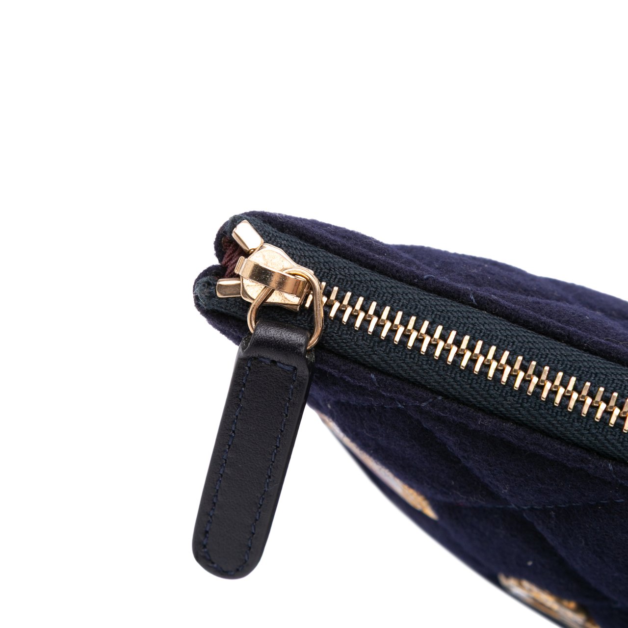 Chanel Paris Hamburg Medium Quilted Wool Coco Sailor Charms O Case Clutch Blauw