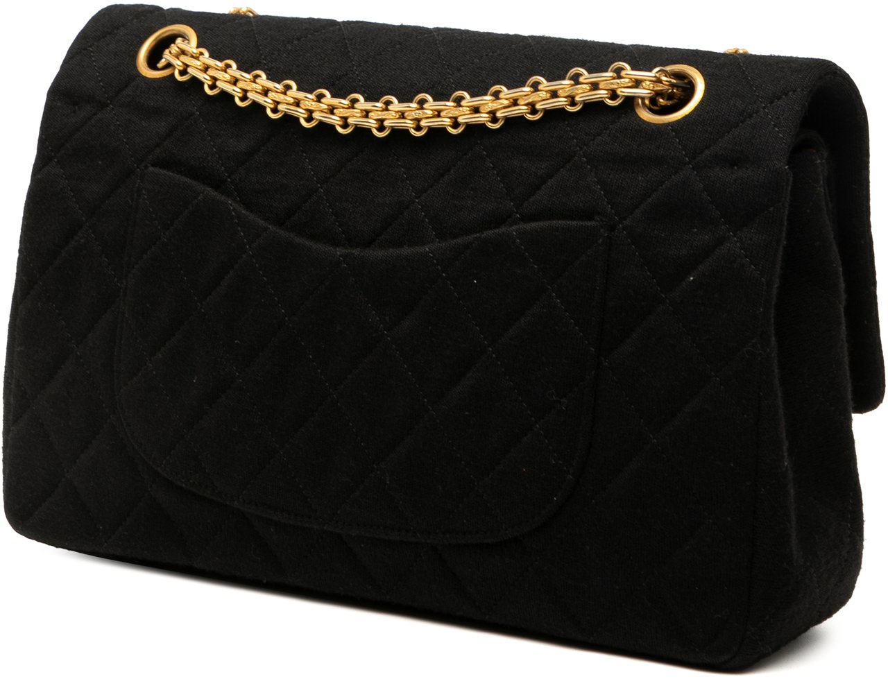 Chanel Medium Classic Jersey Bijoux Chain Double Flap Zwart