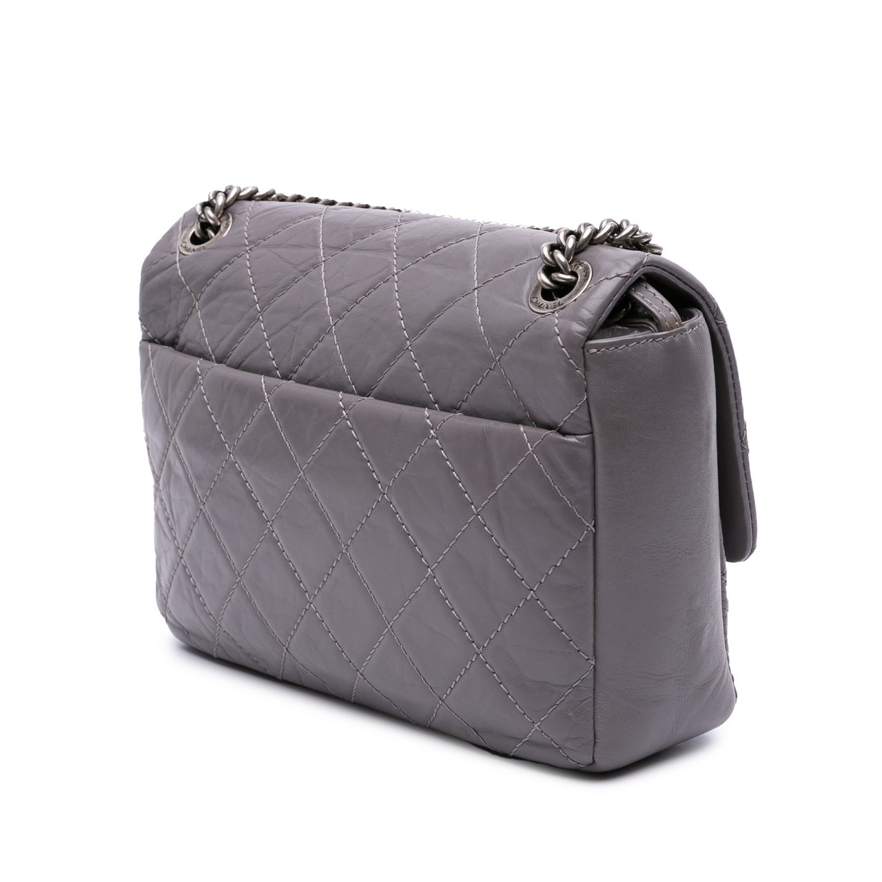 Chanel Quilted Aged Calfskin CC Square Flap Paars