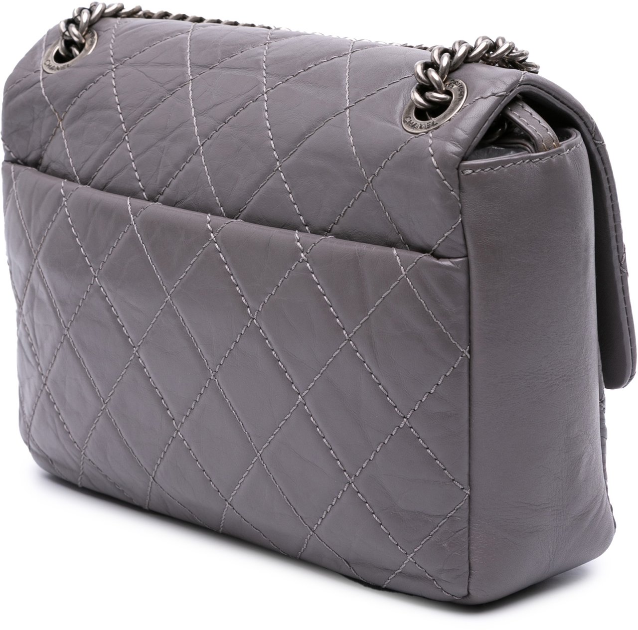 Chanel Quilted Aged Calfskin CC Square Flap Paars