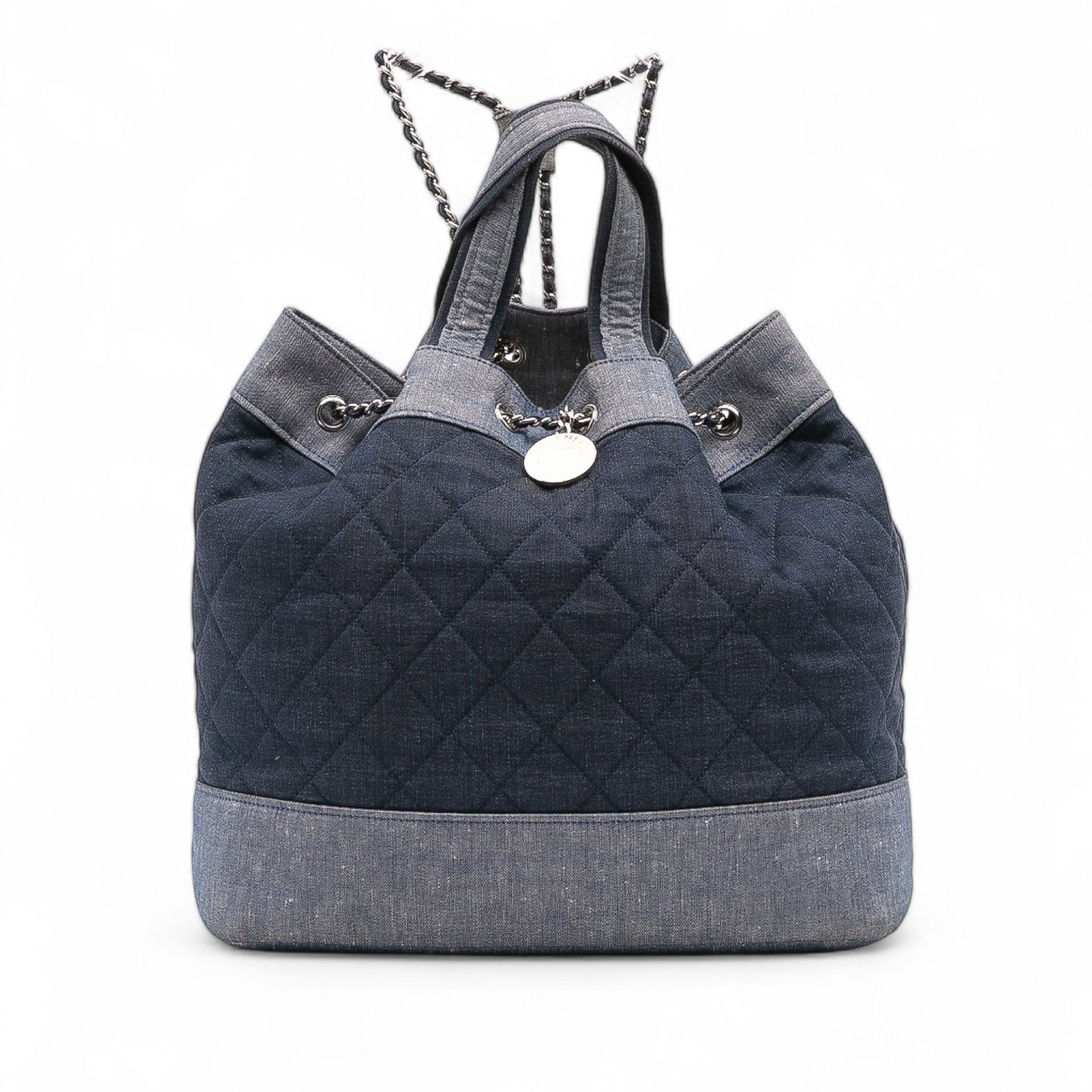 Chanel Quilted Denim Medallion Backpack Blauw