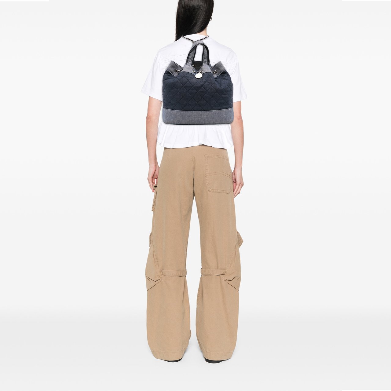 Chanel Quilted Denim Medallion Backpack Blauw