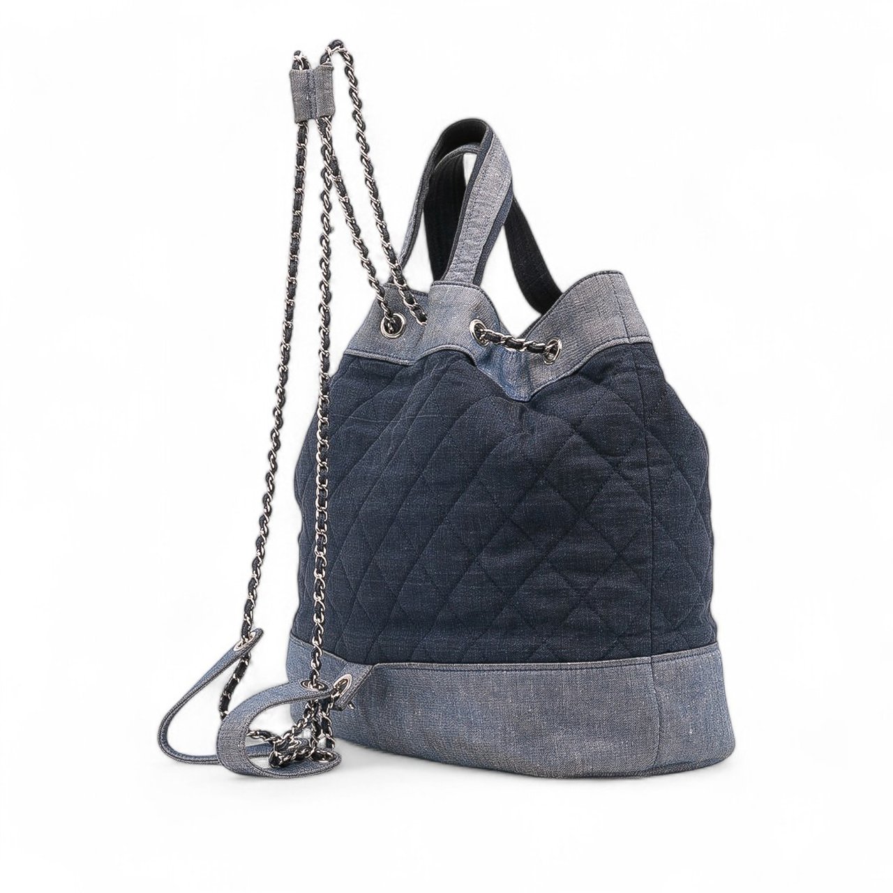 Chanel Quilted Denim Medallion Backpack Blauw