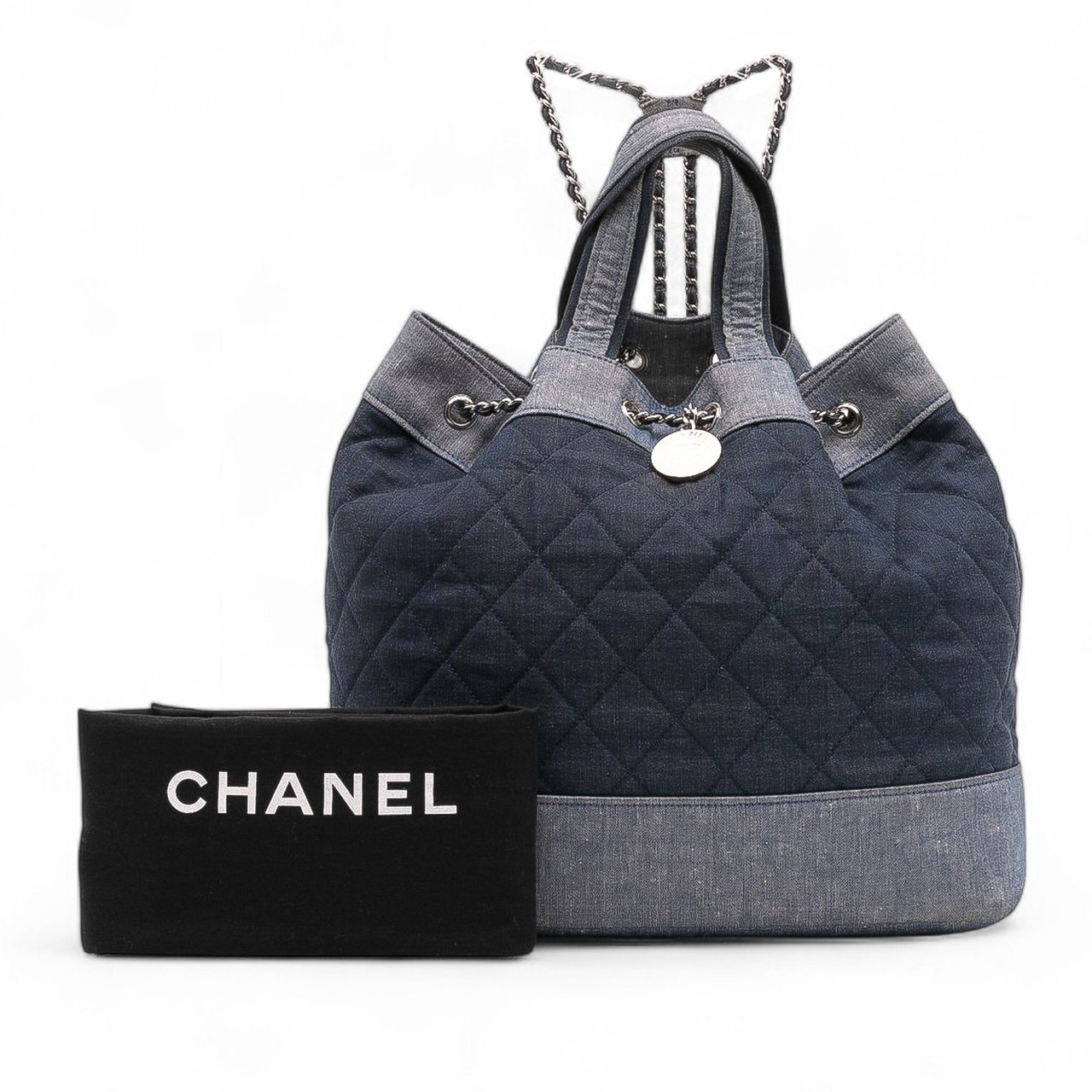 Chanel Quilted Denim Medallion Backpack Blauw