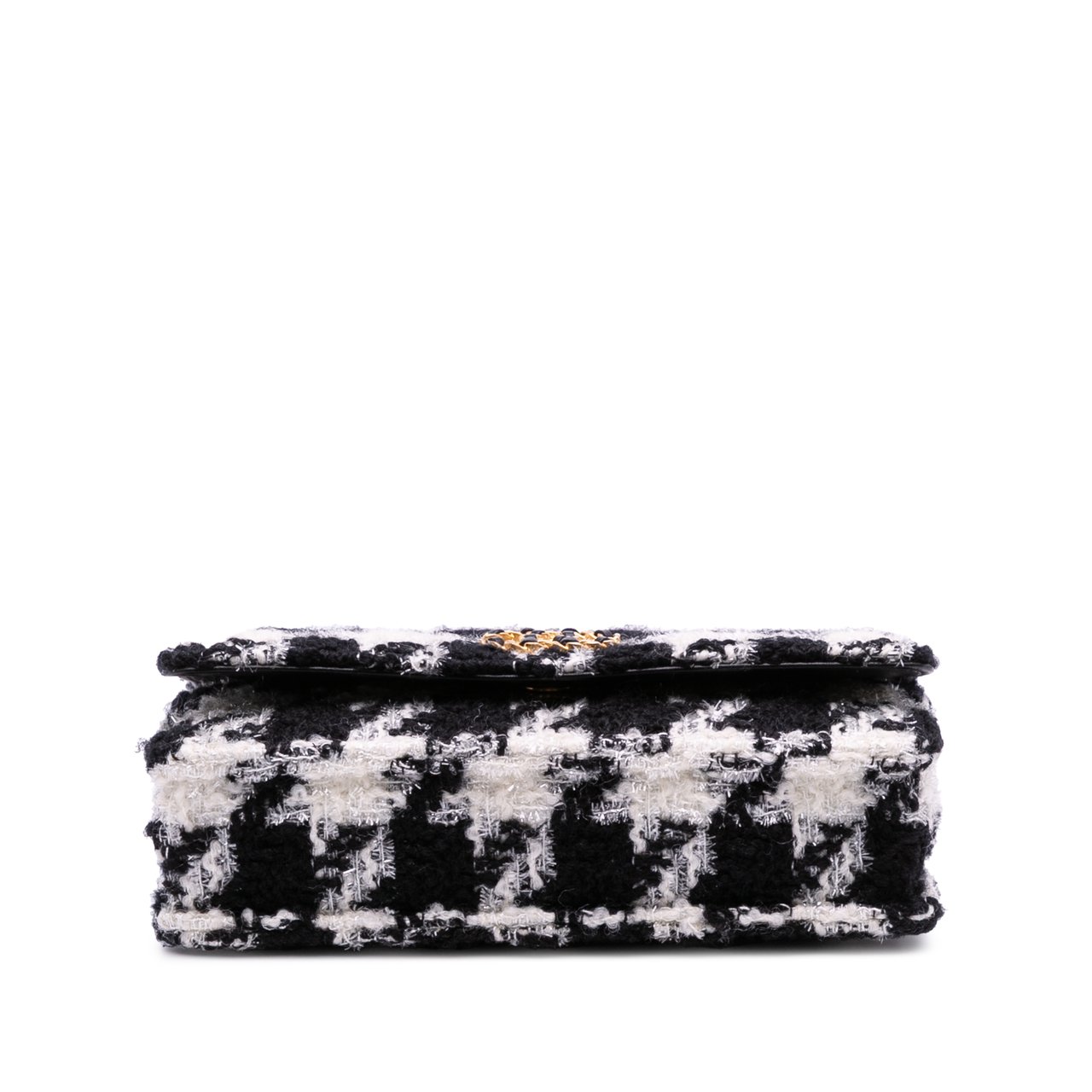 Chanel Houndstooth Tweed 19 Wallet On Chain Zwart