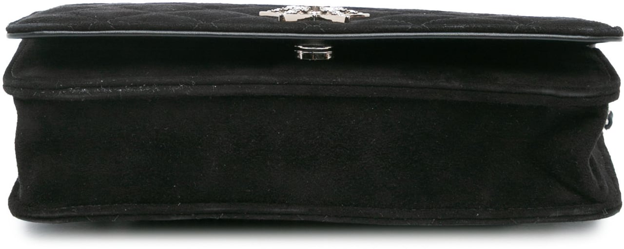 Chanel Quilted Suede Cocostellar Wallet on Chain Zwart