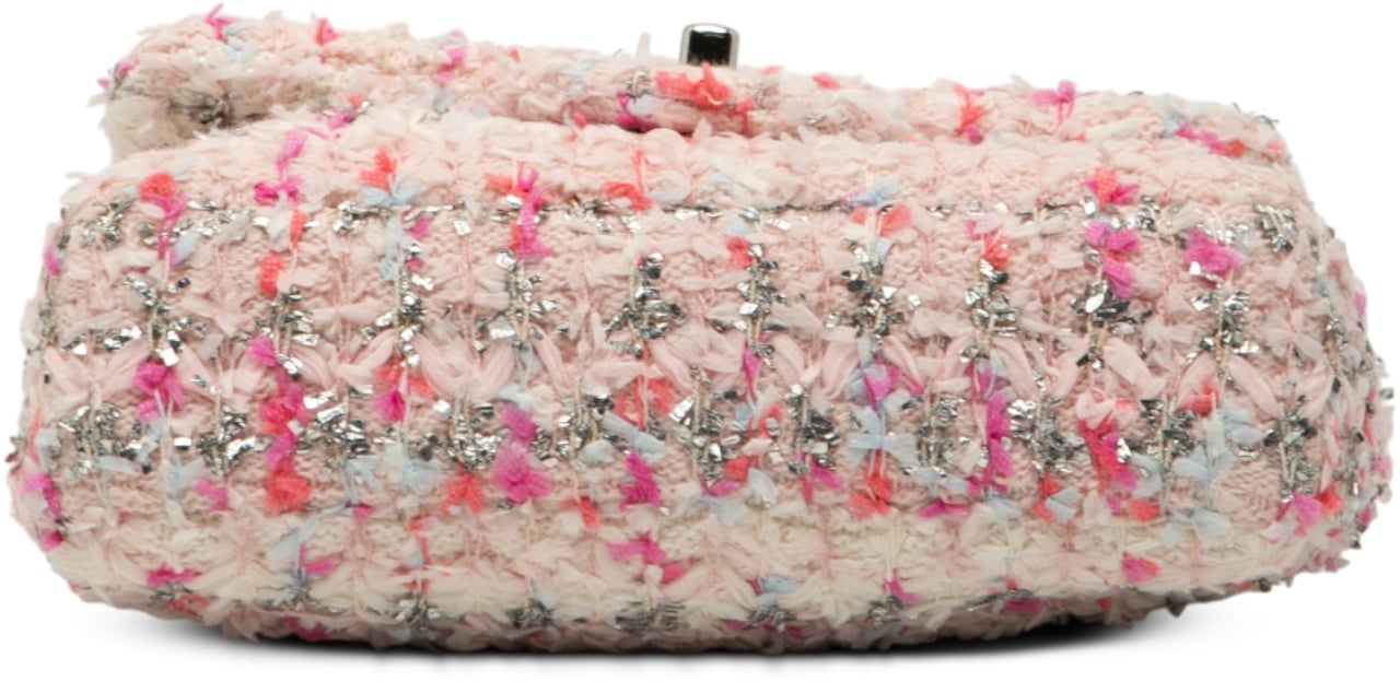 Chanel Mini Rectangular Classic Tweed Single Flap Roze