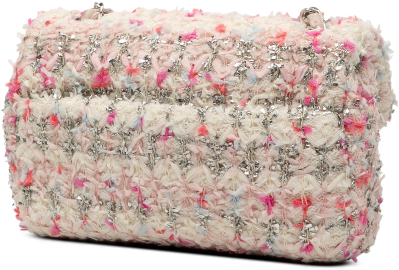 Chanel Mini Rectangular Classic Tweed Single Flap Roze