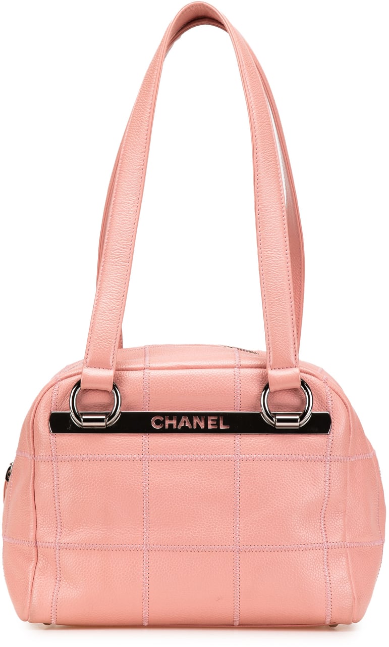 Chanel Small Choco Bar Caviar Shoulder Bag Roze