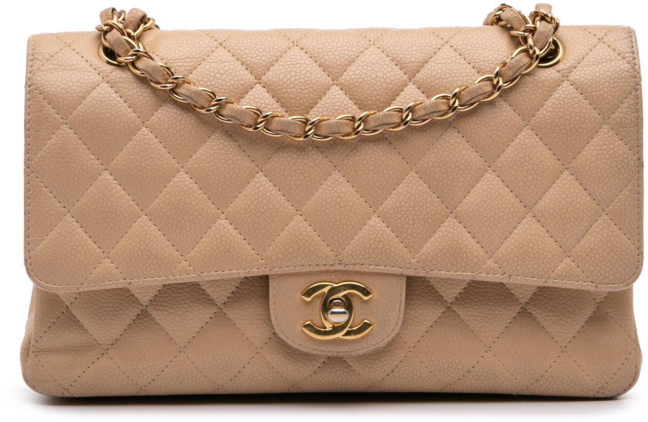 Chanel Medium Classic Caviar Double Flap Bruin
