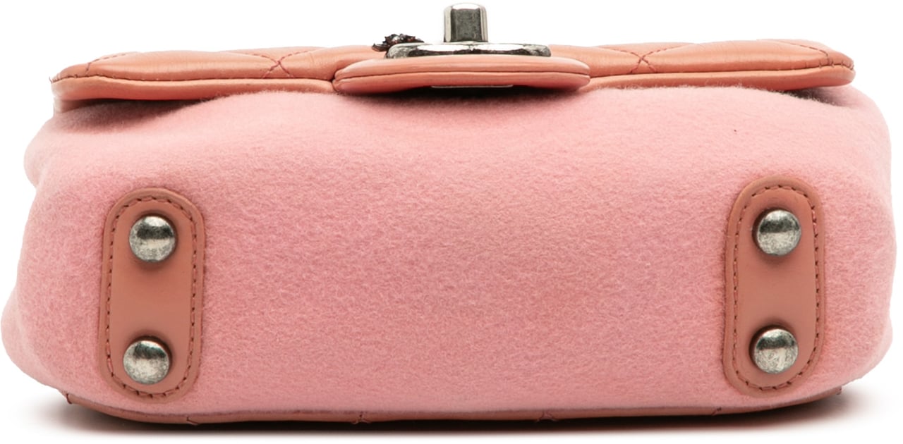 Chanel Paris Salzburg Mini Quilted Glazed Calfskin and Felt Edelweiss Flower Flap Roze