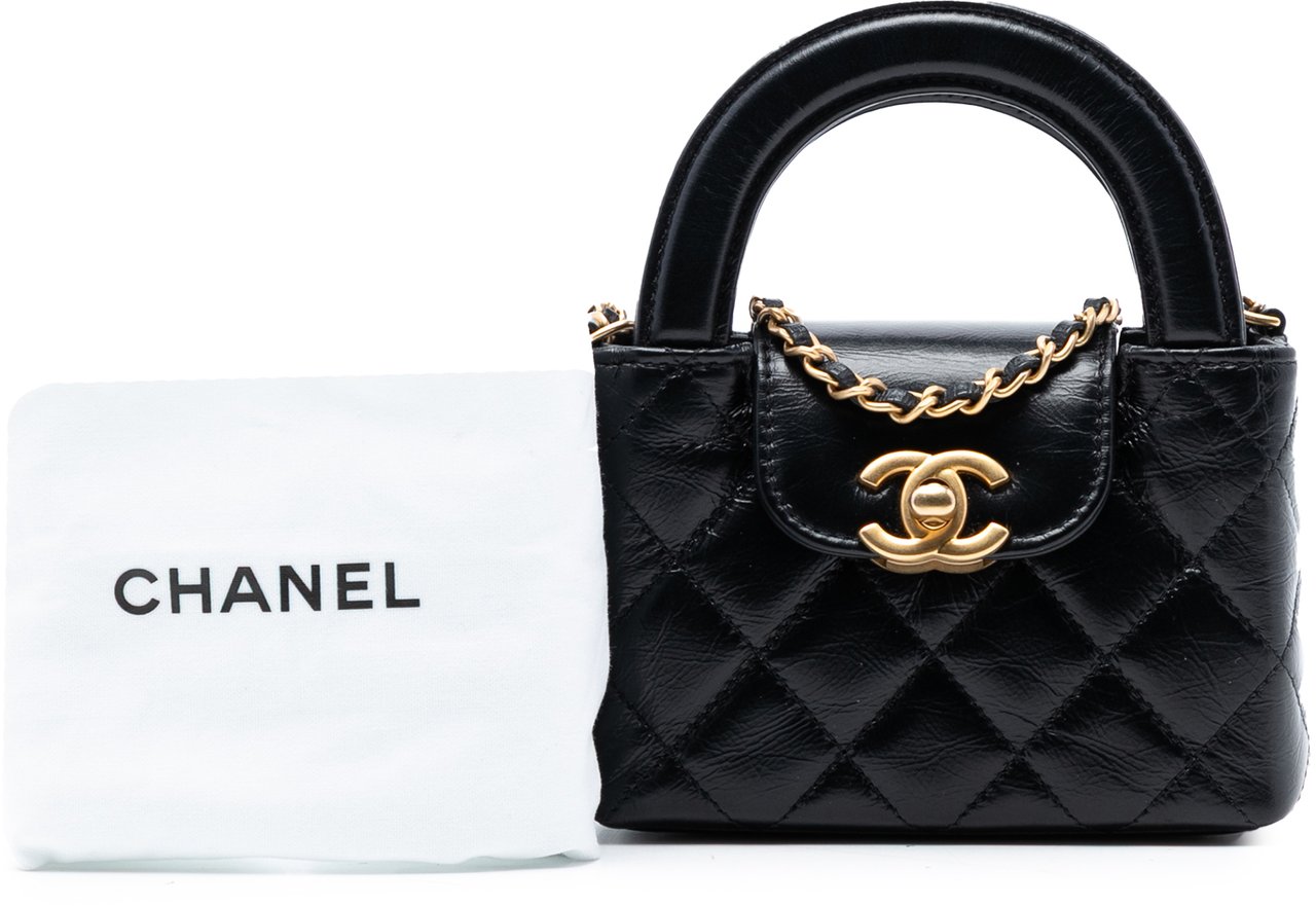 Chanel Mini Nano Aged Calfskin Kelly Shopper Bag Zwart