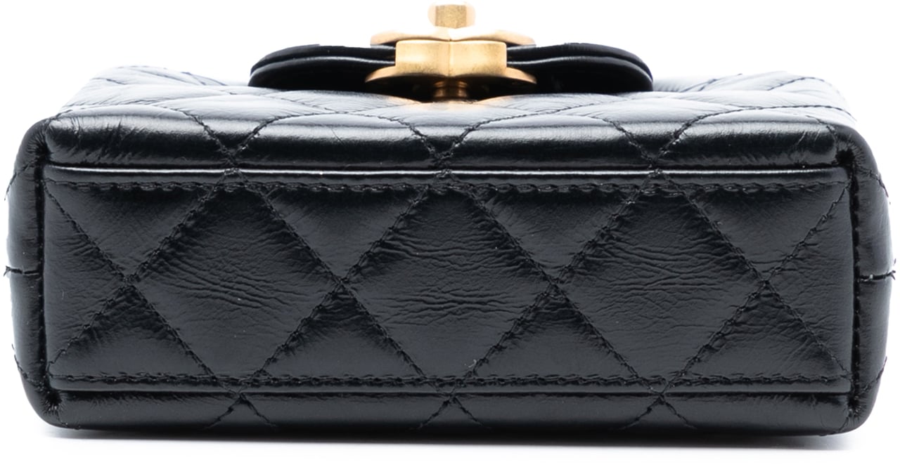 Chanel Mini Nano Aged Calfskin Kelly Shopper Bag Zwart