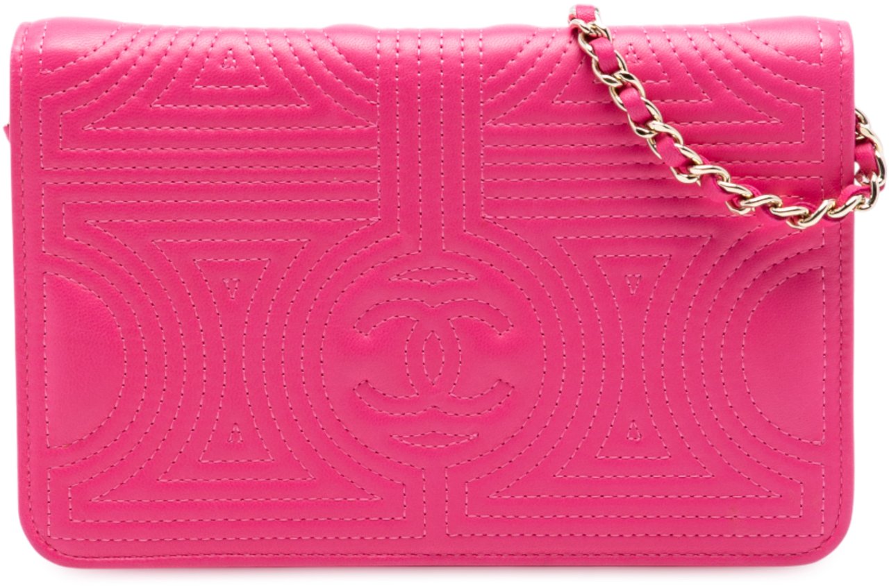 Chanel Quilted Lambskin Korean Garden Wallet on Chain Roze