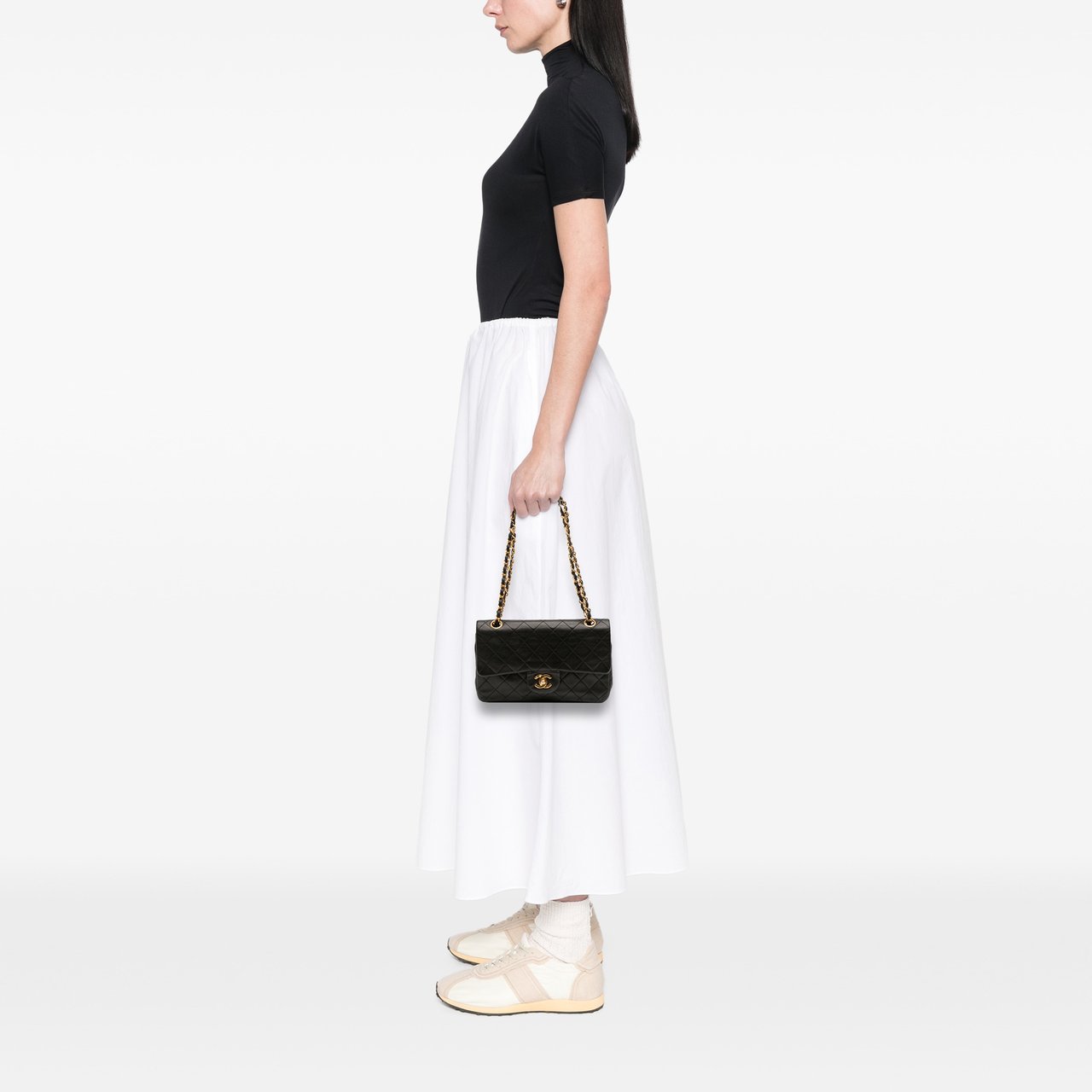 Chanel Small Classic Lambskin Double Flap Zwart