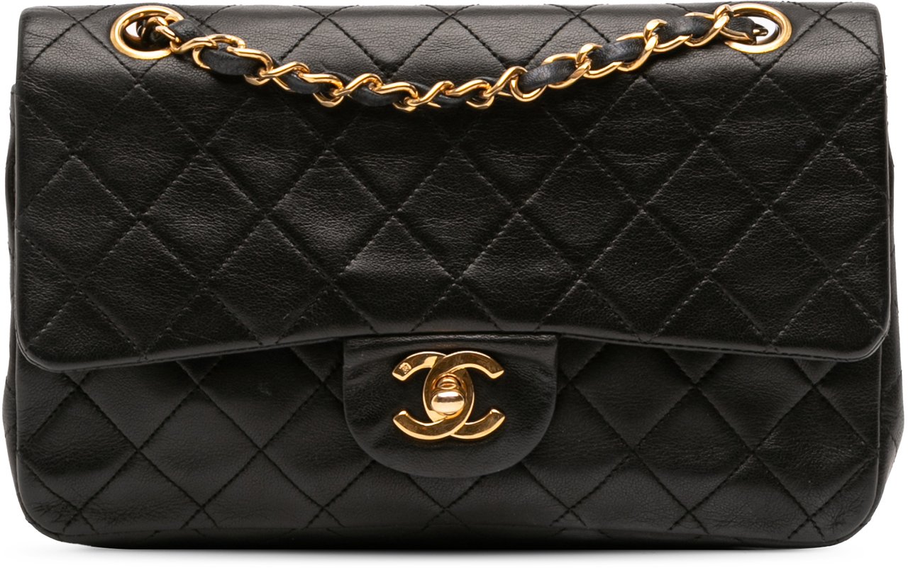 Chanel Small Classic Lambskin Double Flap Zwart