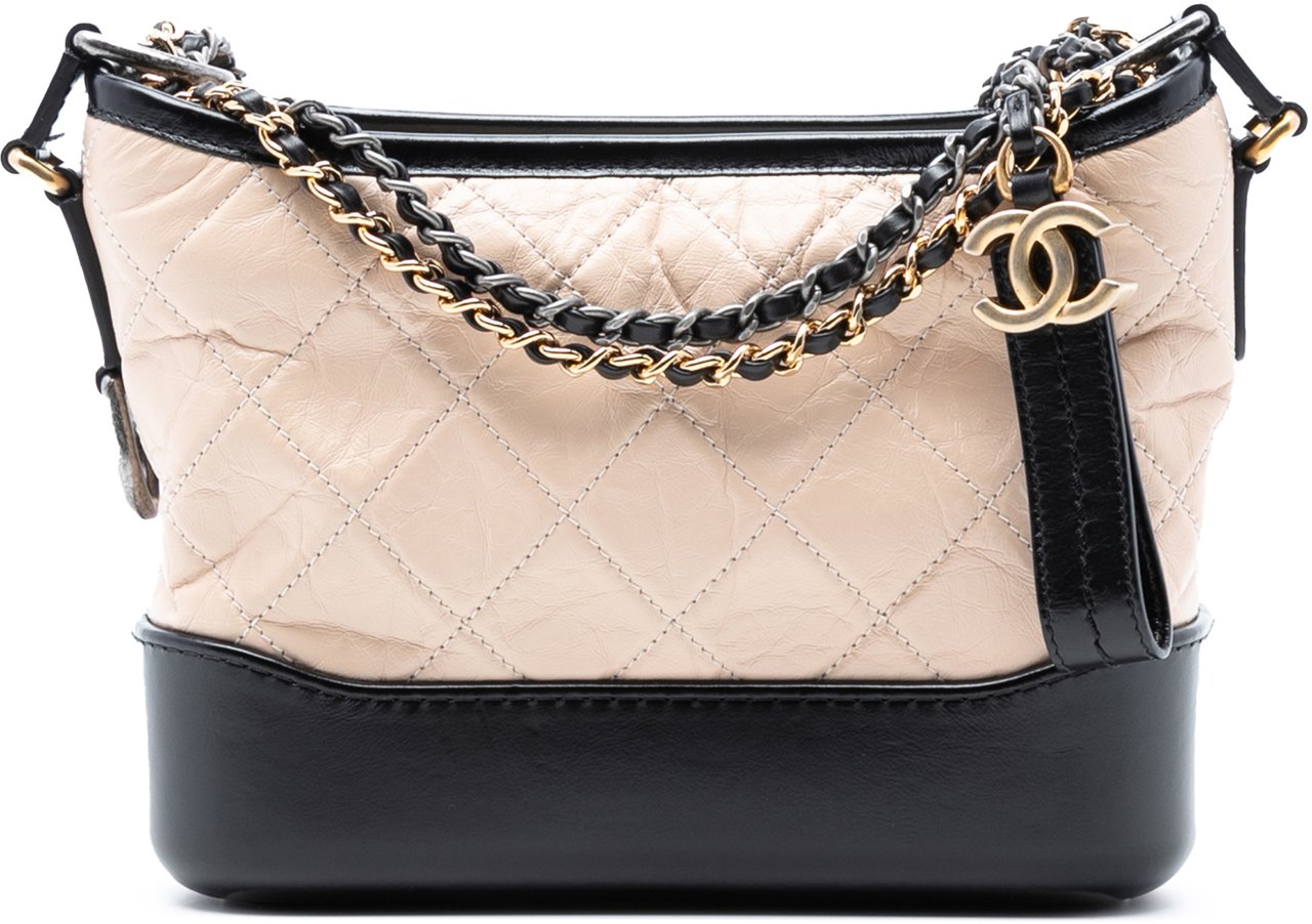 Chanel Small Bicolor Aged Calfskin Gabrielle Crossbody Bruin