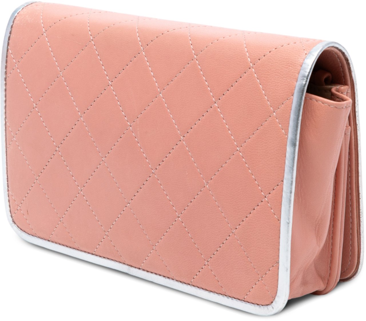 Chanel CC Quilted Bicolor Lambskin Wallet On Chain Roze