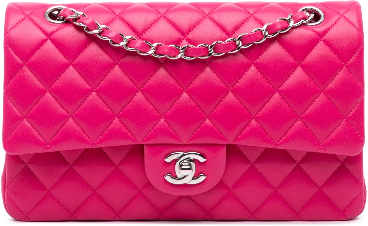 Chanel Medium Classic Lambskin Double Flap Roze