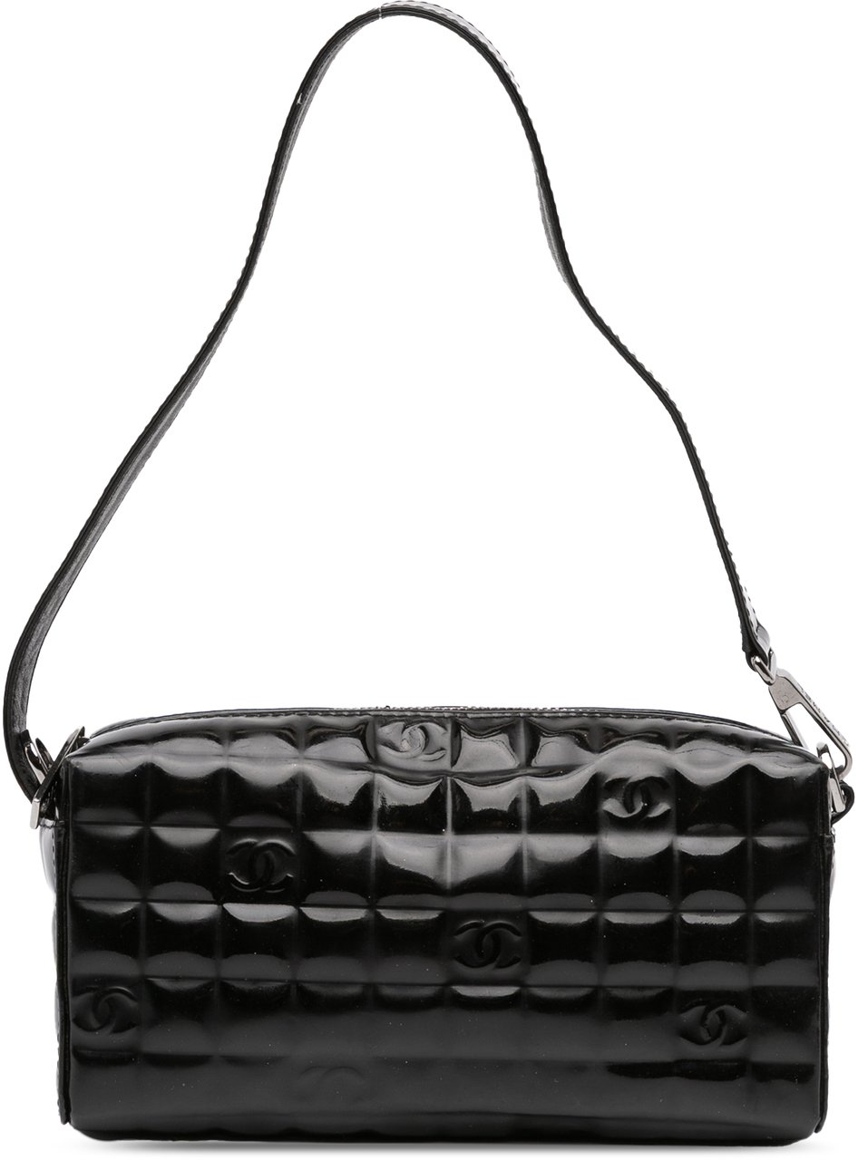 Chanel CC Chocolate Bar Patent Shoulder Bag Zwart