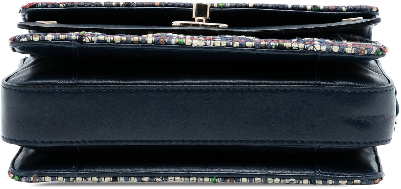 Chanel Mini CC Quilted Mixed Fibers and Lambskin Double Flap Blauw