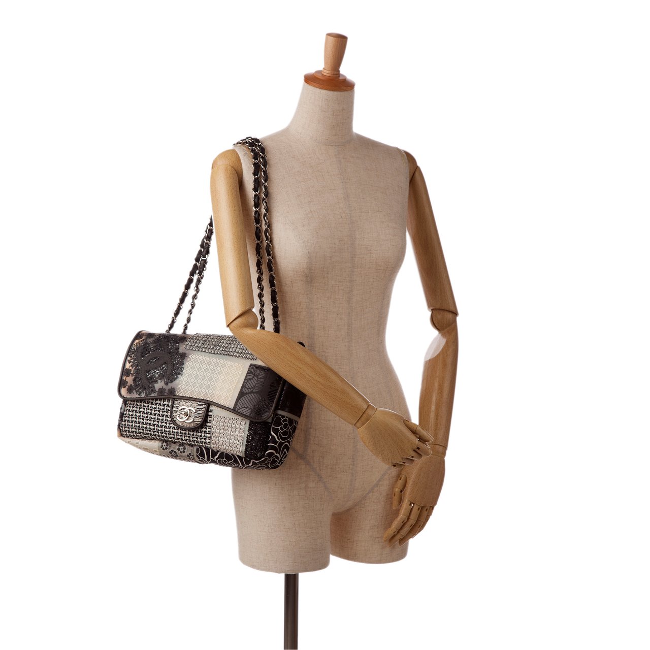 Chanel Jumbo PVC and Tweed Patchwork Single Flap Wit