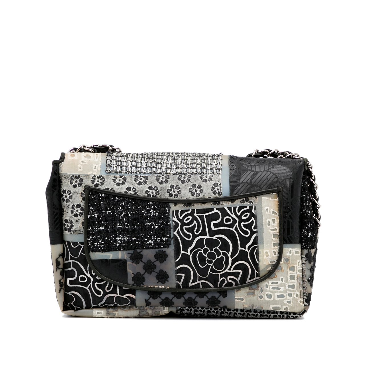 Chanel Jumbo PVC and Tweed Patchwork Single Flap Wit