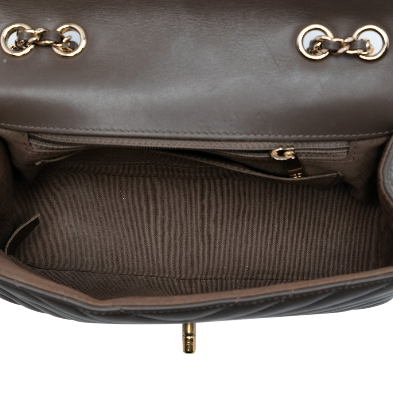 Chanel Small Chevron Lambskin Statement Flap Bruin