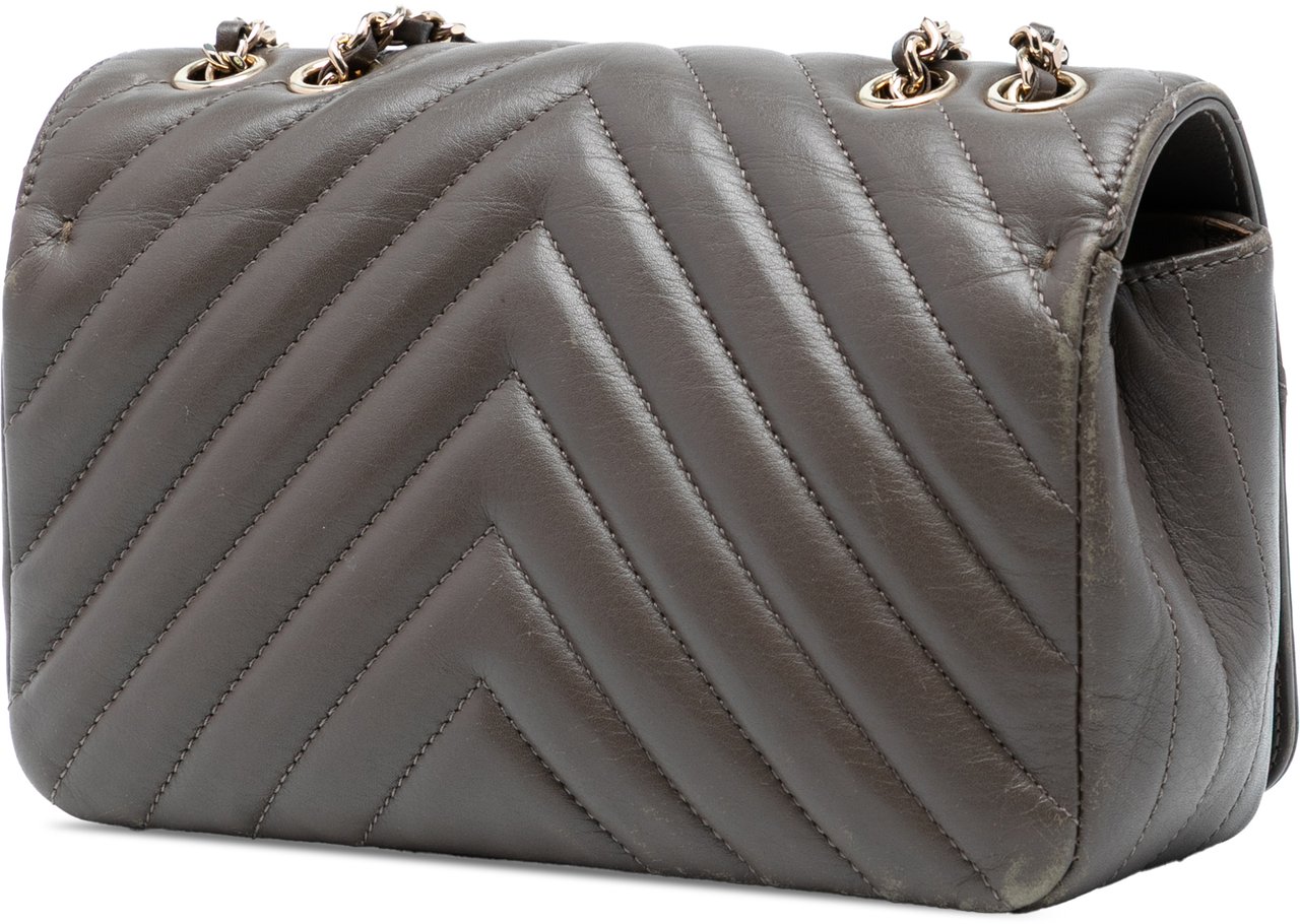 Chanel Small Chevron Lambskin Statement Flap Bruin