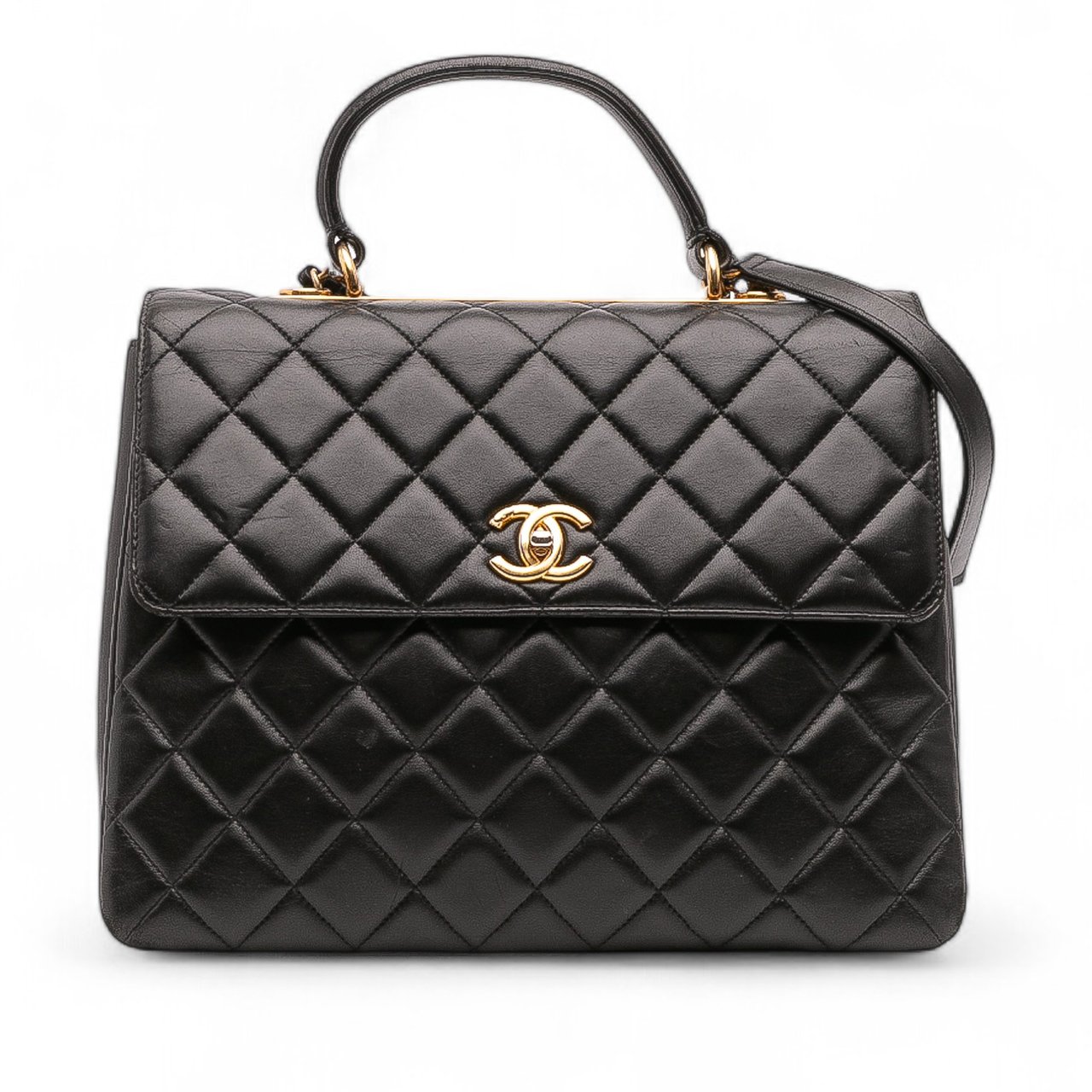Chanel Large Lambskin Trendy CC Top Handle Flap Zwart