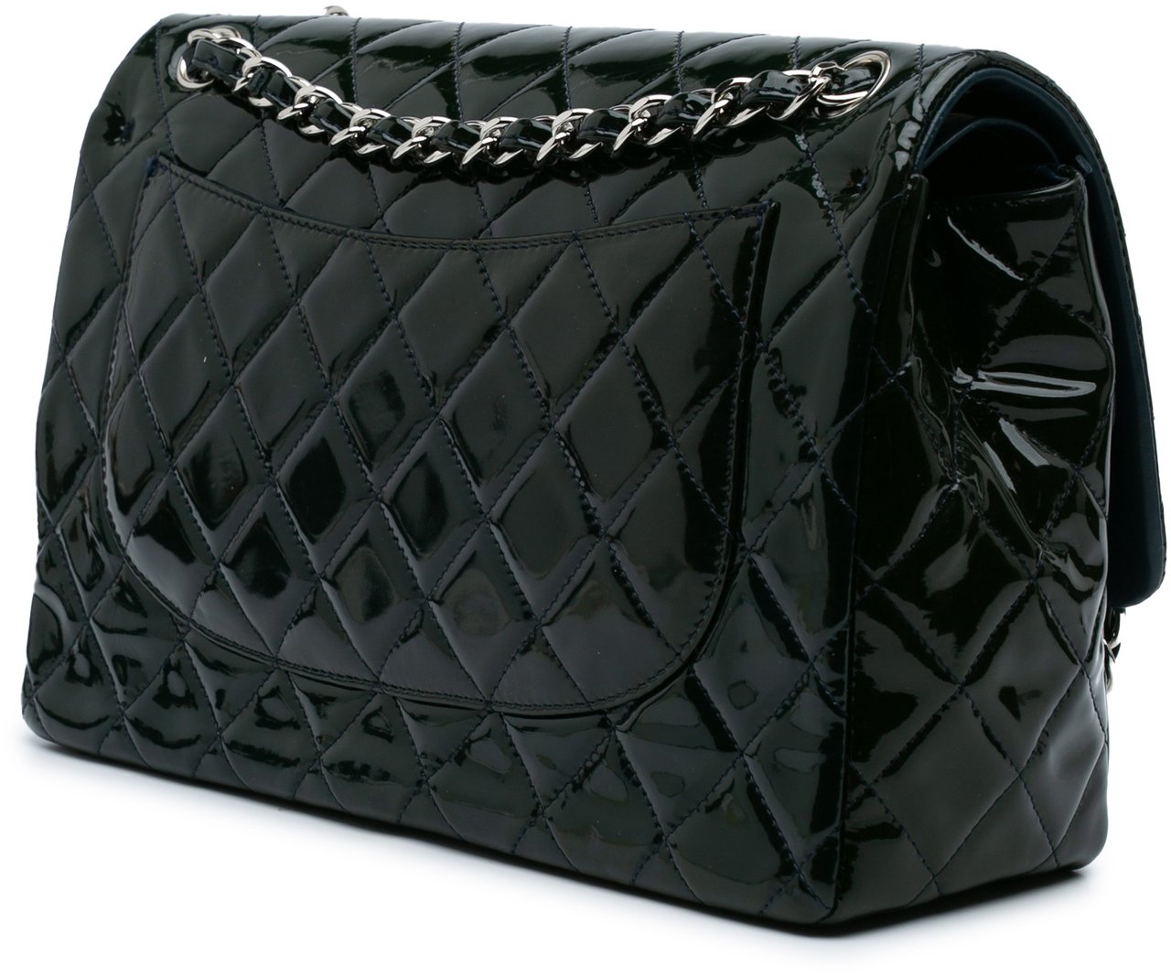 Chanel Jumbo Classic Patent Double Flap Blauw