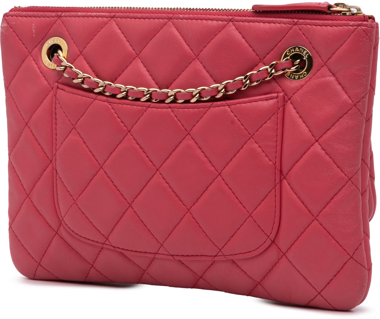 Chanel Quilted Lambskin Double Case with Chain Roze