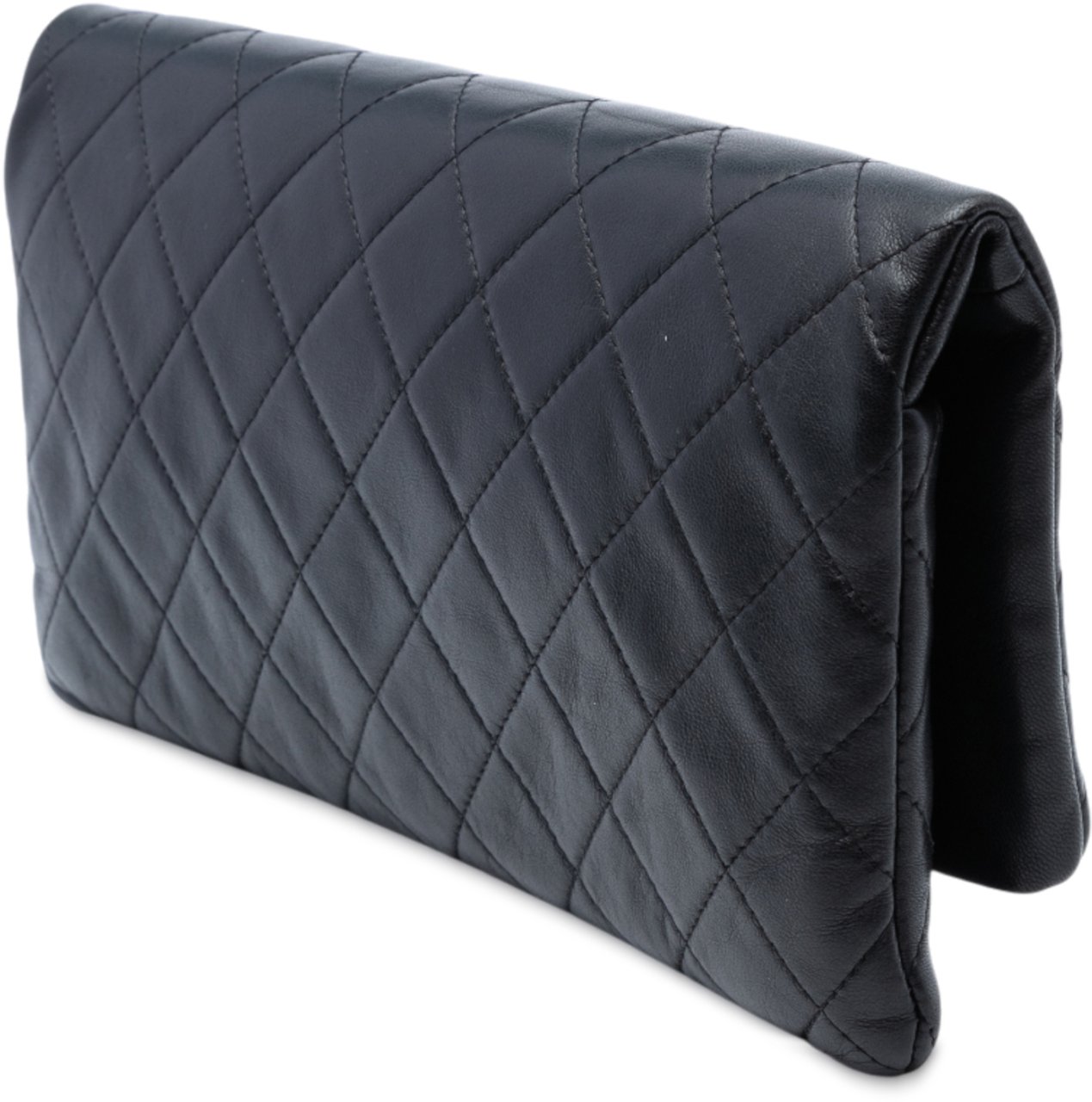 Chanel Quilted Lambskin CC Beauty Foldover Clutch Zwart