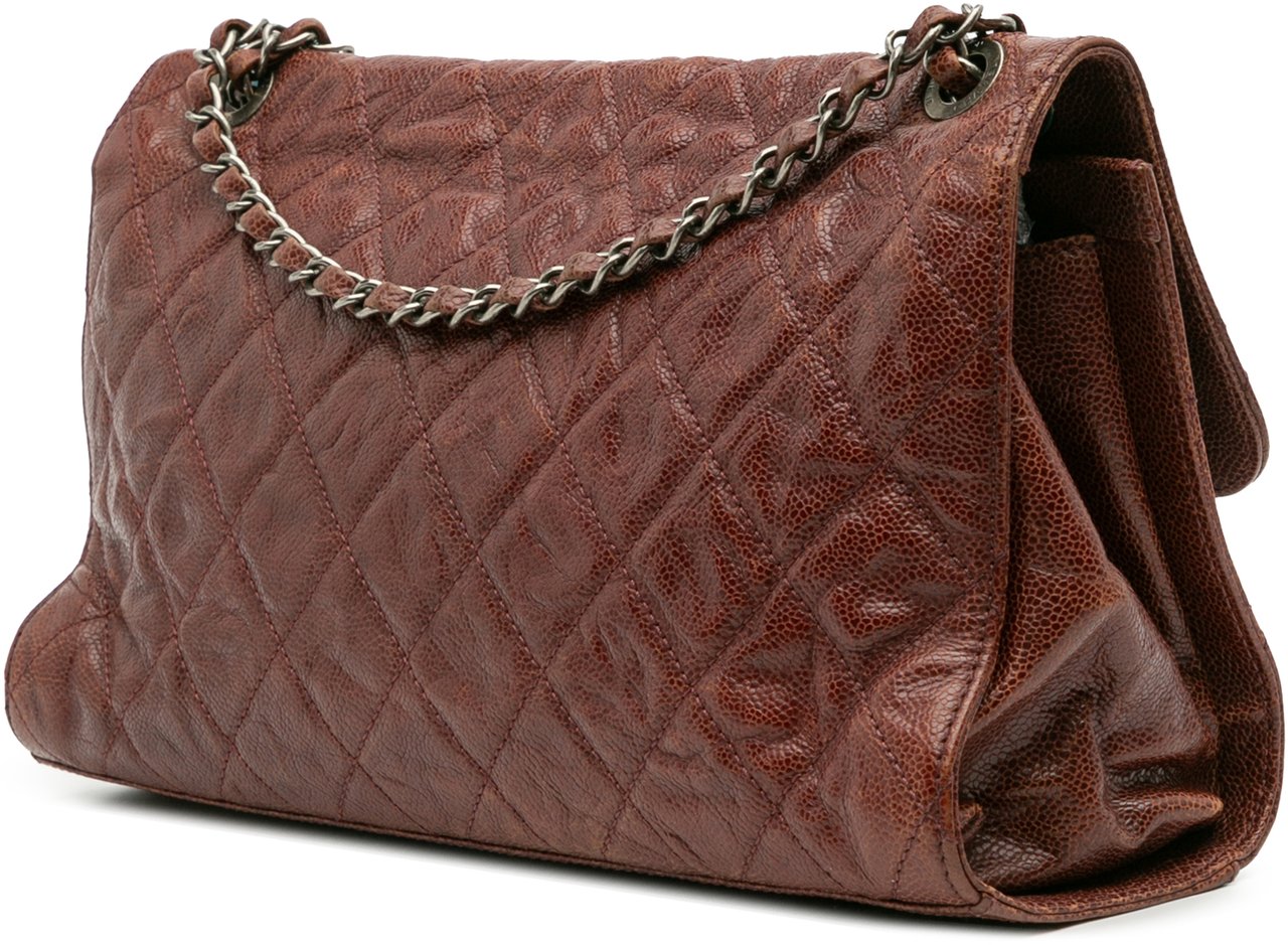 Chanel Jumbo Quilted Glazed Caviar CC Crave Flap Rood