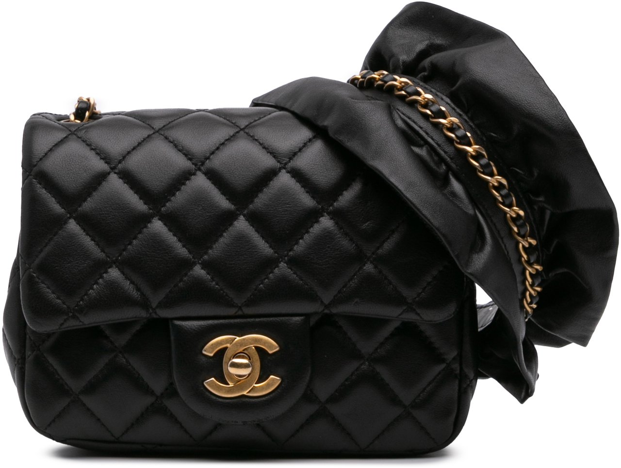 Chanel Mini Square Lambskin Romance Single Flap Zwart