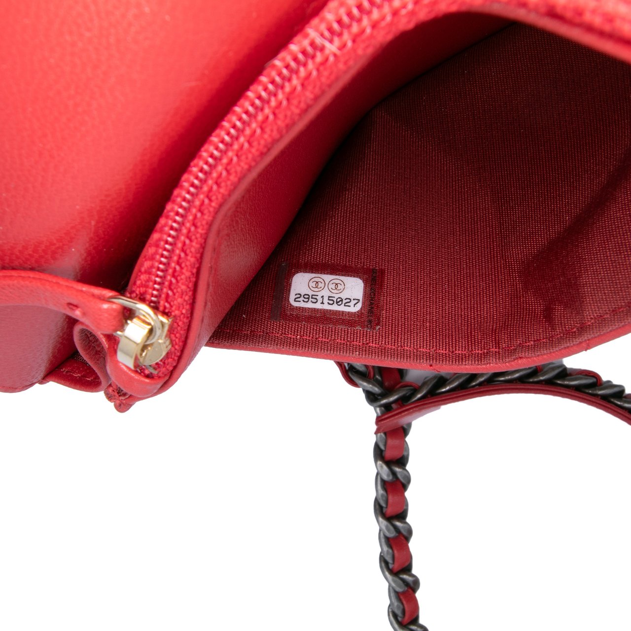 Chanel Quilted Goatskin 19 Wallet on Chain Rood