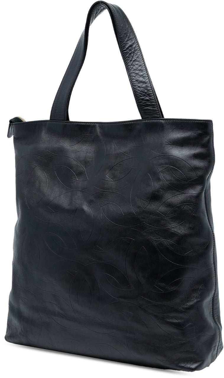Chanel CC Embossed Leather Tote Zwart