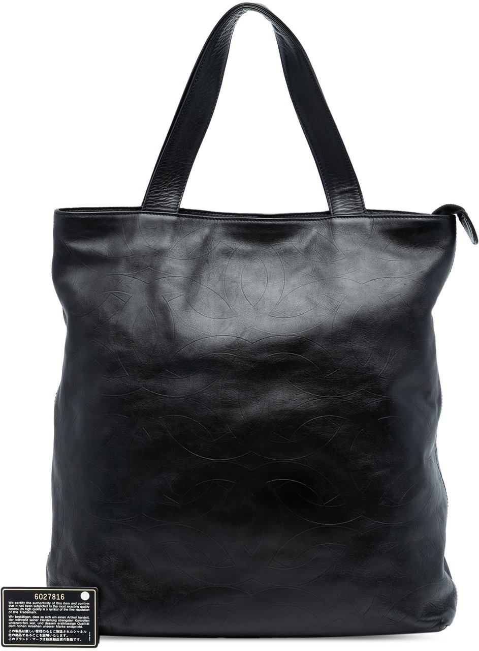 Chanel CC Embossed Leather Tote Zwart